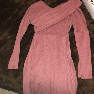 Pastel red off the shoulder dress